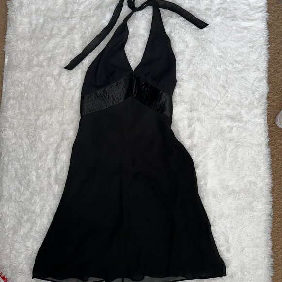 Elegant Black Halter Dress Sleeveless Party Cocktail Evening Dress Express 8 NWT - Picture 2 of 8